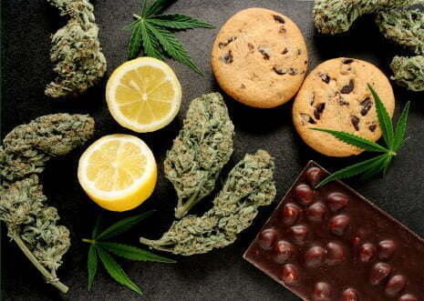 fleurs de cbd, chocolat, cookies et citrons