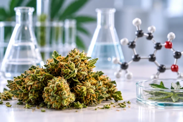 Analyse de la composition d'une fleur de CBD en laboratoire