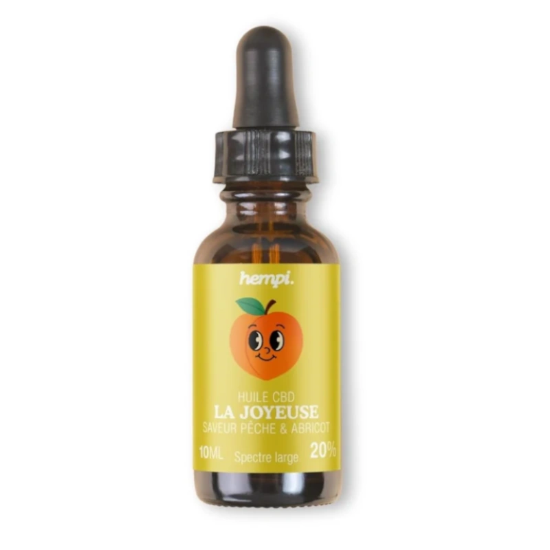 Huile CBD La Joyeuse 20 % pêche et abricot de Hempi